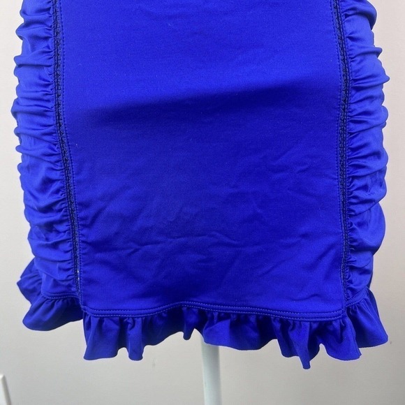 Jantzen Blue Swim Dress Swim Suit One Piece 8 Halter Ruched Soft Cups - Picture 4 of 16